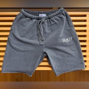 ROKIT Men's Gray Logo Cotton Drawstring Shorts